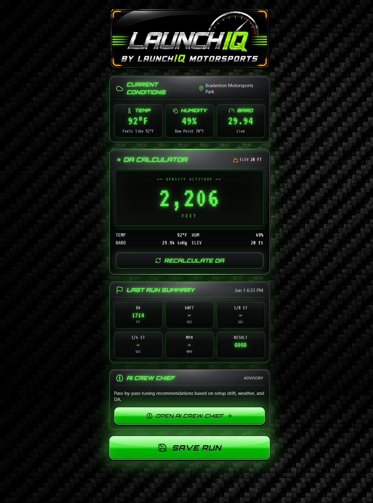 Dashboard — LaunchIQ app screen